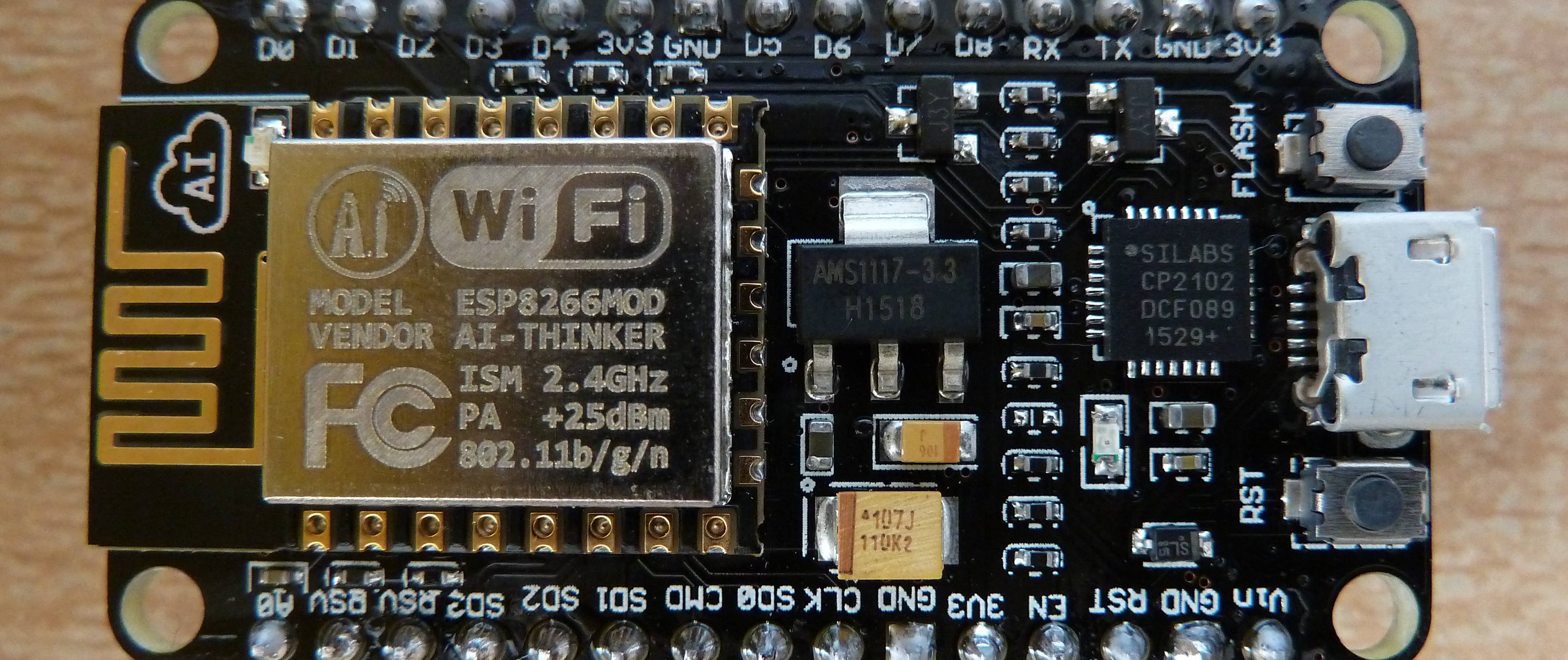Mise en route d’une carte <em>Amica</em> avec le firmware NodeMCU et un module WiFi ESP8266